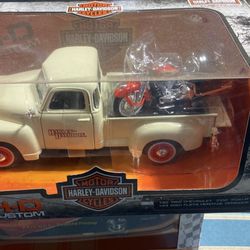 Harley Davidson: Ford F-150 STX 1:27 & 1958 FLX Duo Glide, Orange, Diecast, 8+