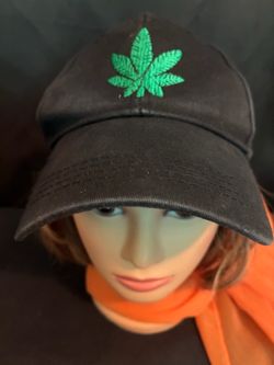 Green Embroidered Cannabis Leaf Baseball Cap Hat