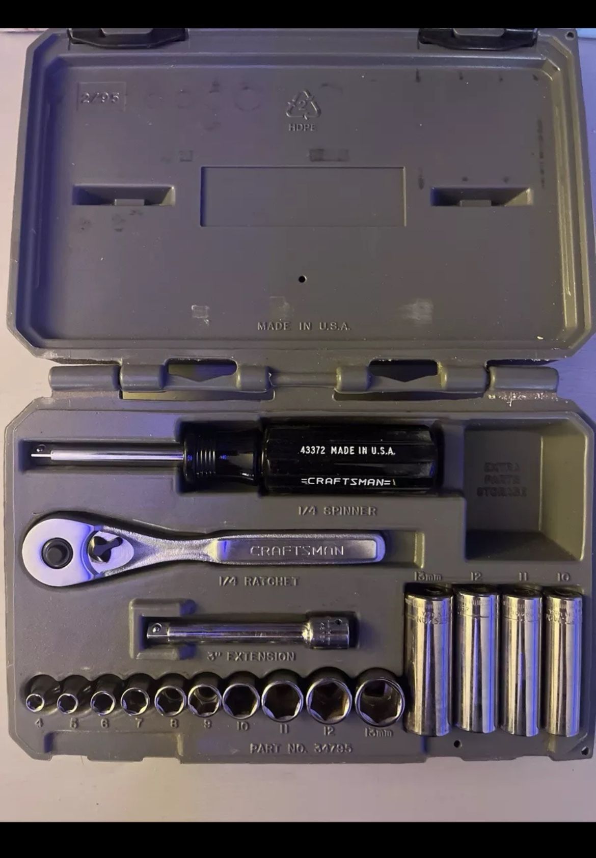 Vintage Craftsman USA 1/4" Drive 17pc 6 Point METRIC Socket Set 34795 (NOS) MINT