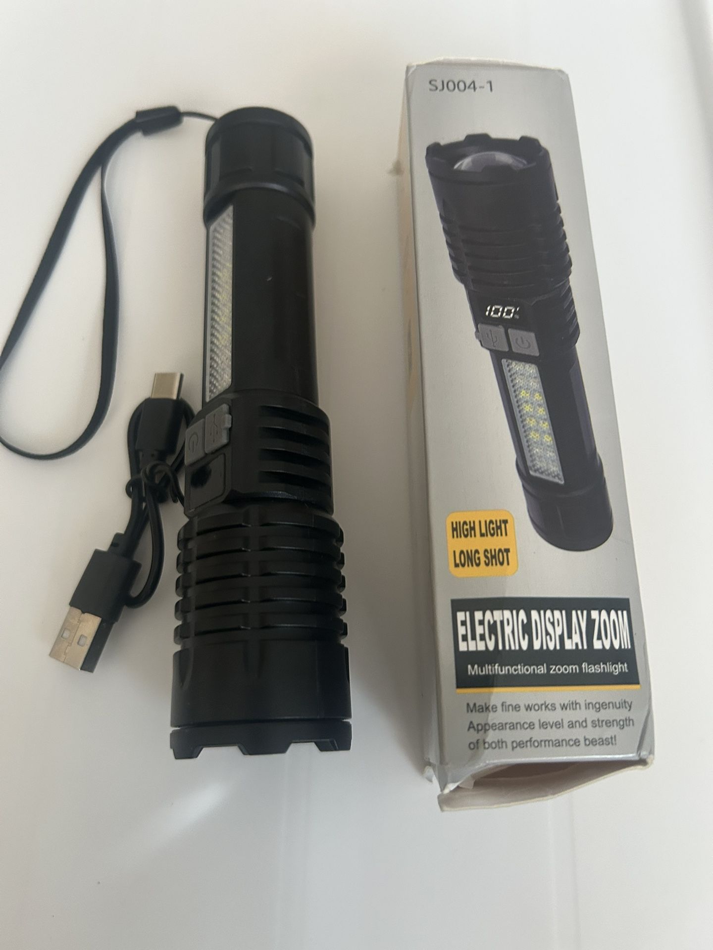 High Power LED Flashlight Powerful TYPE-C Rechargeable COB Flashlight With Side Light Torch For Outdoor Camping 🥾 