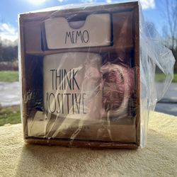 Brand New Rae Dunn Mug and Memo Cube  Set