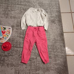 2t Baby Girl Toddler Cardigan And Pants 100% Cotton