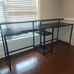 78.7 inch Double Computer Desk with Storage Shelves, Extra Long Two Person Desk with Hutch
