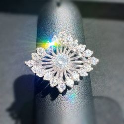 14k solid white gold Stunning 1CW Natural diamond ring sz 5.75