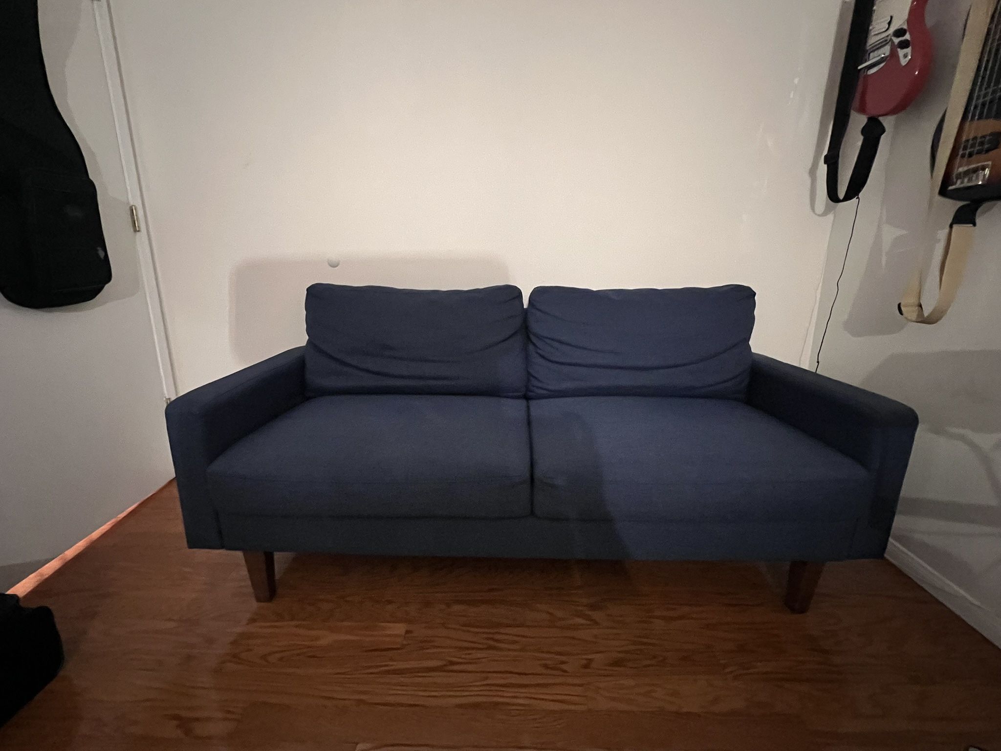 Deconstructed Dark Blue Sofa Small 70 In