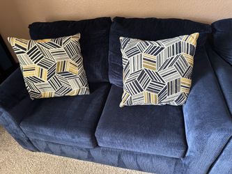 Blue color fabric sofa with love seat whole set in an excellent condition