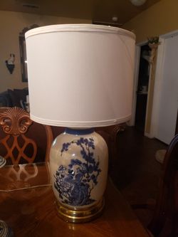 Large Blue And White Lamp