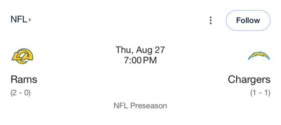 Rams vs Chargers