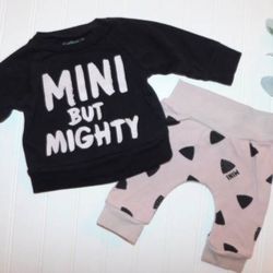 Emily & Oliver Baby Girls Clothes 0-3 Months 'MINI BUT MIGHTY' Outfit