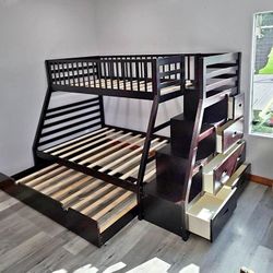 New 🐞🐞$20 Down Payment Finance ▪️▪️ Ellington Brown Twin Full Bunk Bed with Trundle 