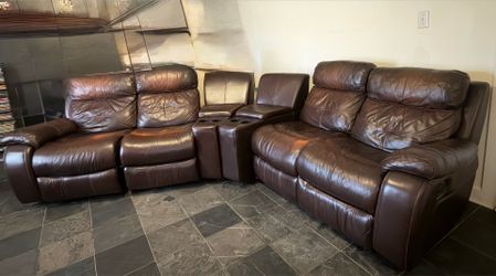 4-piece leather recliner sofa set-furniture-by owner-sale