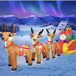 10ft Santa Reindeer Sleigh Christmas Inflatable