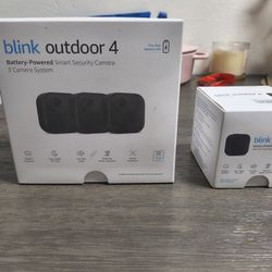 Blink Outdoor 4 Battery Powered Smart Security Camera System( Pack Of 4) Plus Sync Module Brand New Sealed 