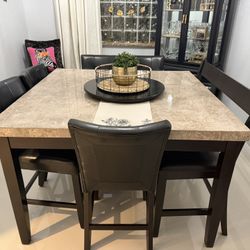 Marble Design Counter/Bar Height Dining Set
