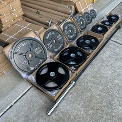 Olympic Plate Sets With Barbell 