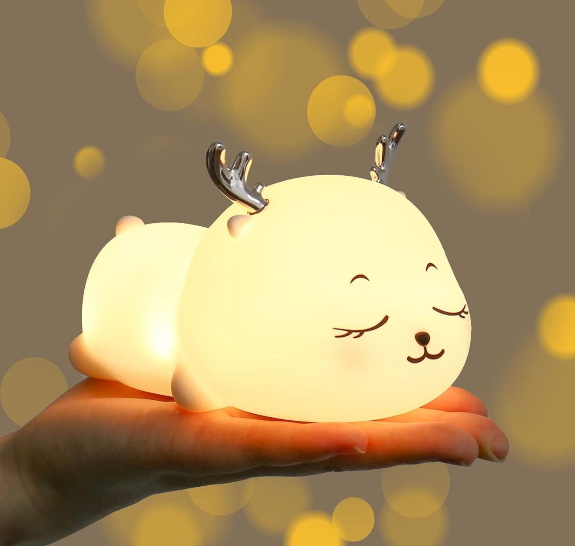 Deer Night Light for Baby 8 Color Changing Touch Control LED Portable Lamp for Bedroom Silicone Anim