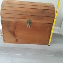 Vintage Wood Decorative Trunk, MEASUREMENTS 16" Wide X 14" Tall