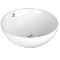 Eisen Home Sutherland Ceramic Round Vessel Bathroom Sink with Pop Up Drain in White