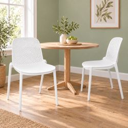 White Stackable Dining Chairs - Set of 2 - New