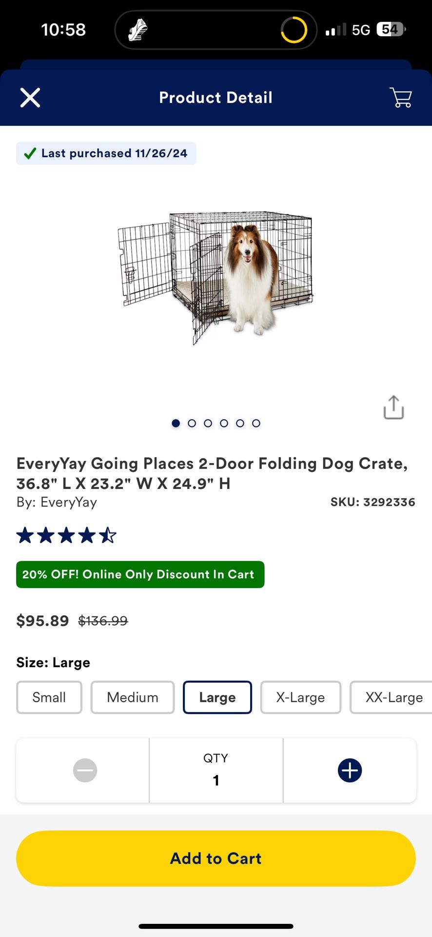 Dog crate 2 door 36.8 L x 23.2 W x 24.9 H like new