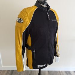 Joe Rocket Ballistic Black/Yellow Touring Motorcycle Padded Jacket Women's Sz XL or men’s M, Like New
