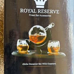 Whiskey Globe  Decanter And Glasses 