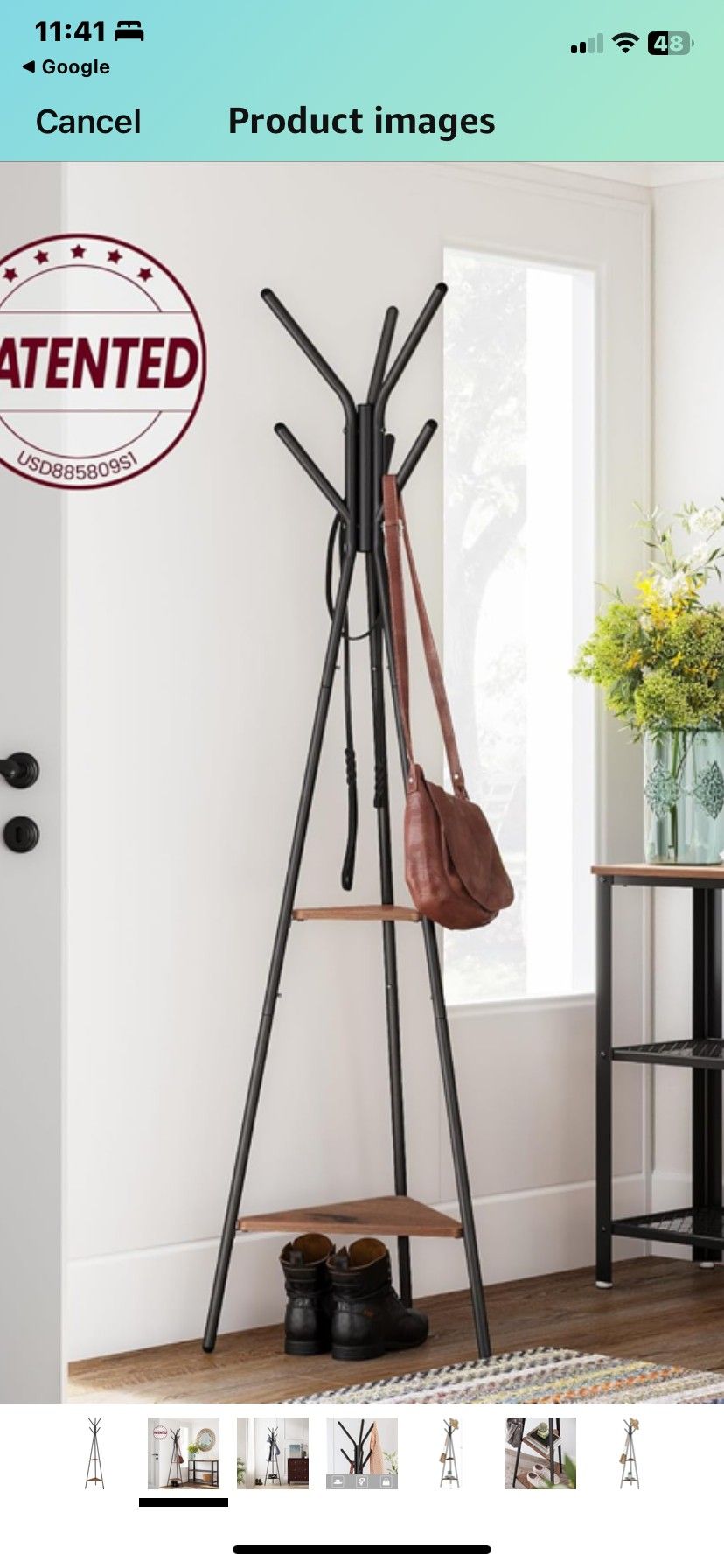 Freestanding Coat Rack Industrial Style With 2 Shelves And 6 Hooks 