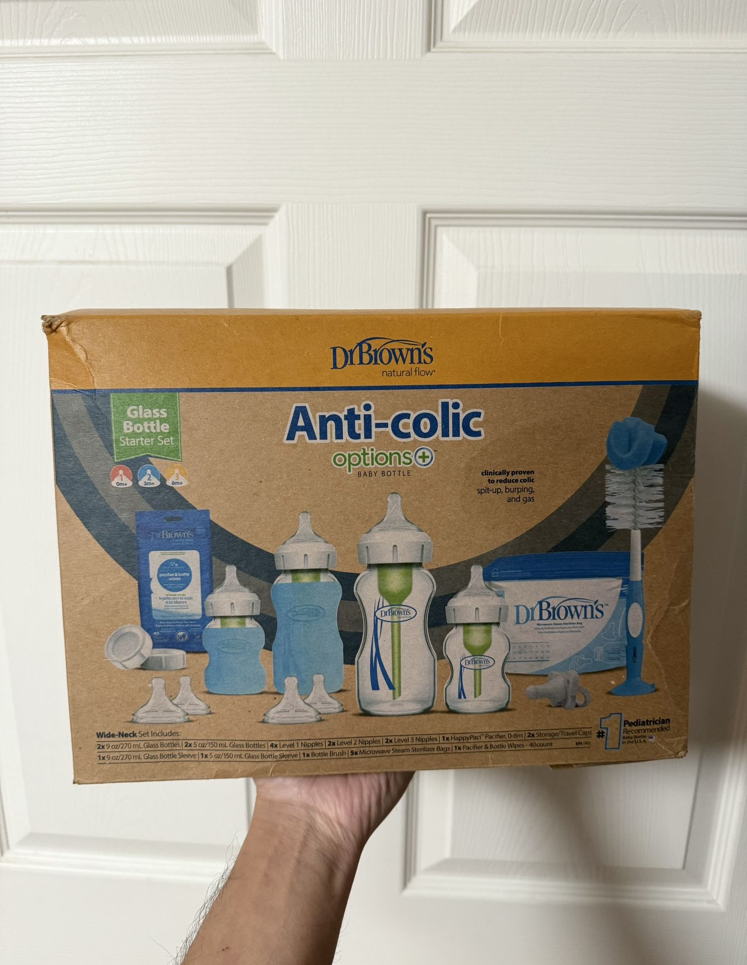 Dr. Brown's Glass Baby Bottle Anti-Colic Wide-Neck Gift Set - NEW