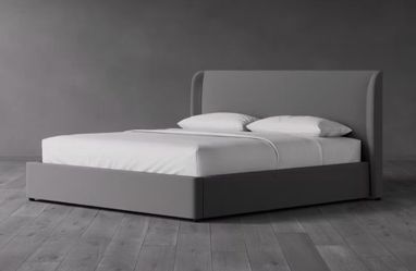 King Bed - Saatva Basel Bed Frame, Pewter Linen - Brand New, $1100