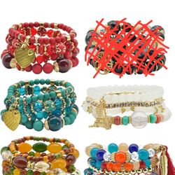 Bohemian Bracelet Set for Women - Stackable Stretch Bracelet Set Colorful Bohemian Jewelry for Women Hippie Bracelets Fine Jewelry