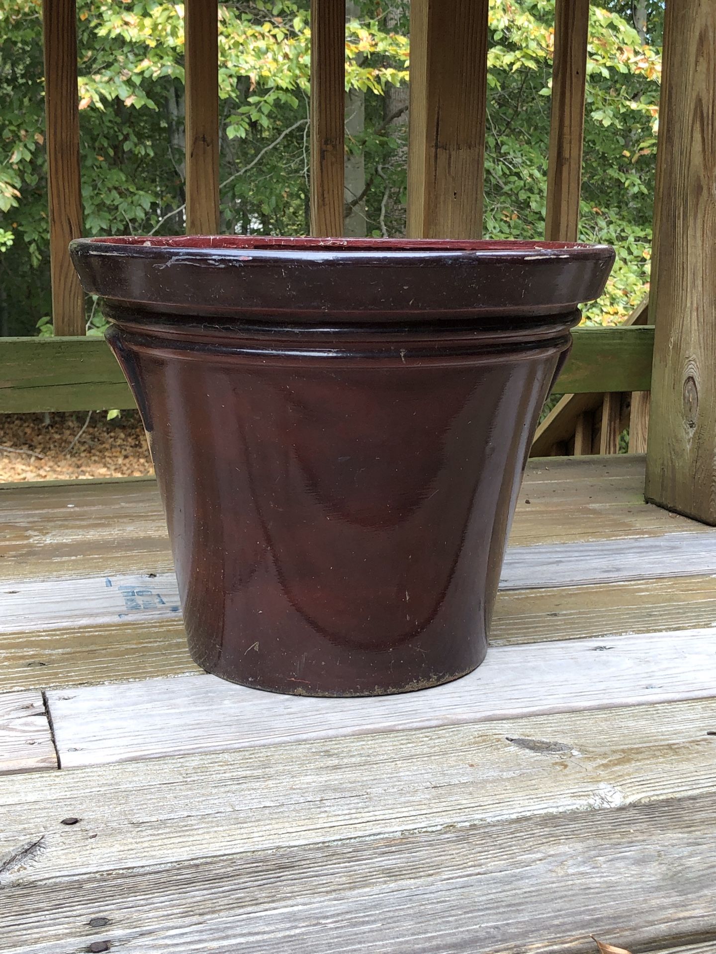 Red outdoor plant pot
