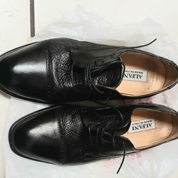 Alfani Black Leather Lace Up Cap Toe Shoes Men Size 8.5 Made In Italy