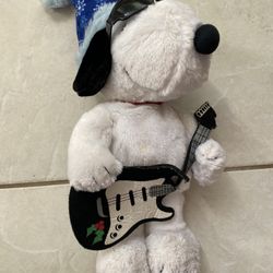 Peanuts 14" Rock & Roll Snoopy Christmas Winter Dancing Guitar Plush Music