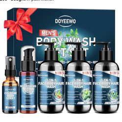Gifts for Men, 5Pcs Mens Body Wash Gift Set, Cleanses, Hydrates, Nourishes & Soothes Skin,Mens Christmas Gift Stocking Stuffers Secret Santa Gifts for