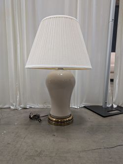 Vintage Cream Ceramic Table Lamp with Pleated Shade