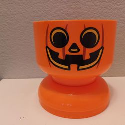 7" Tall LEGO Minifig Head Small Storage Head Pumpkin Jack O Lantern Halloween Container

