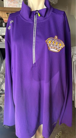 Los Angeles Kings NHL Reebok PlayDry Purple 1/4 Zip Windshirt Men's X-Large new