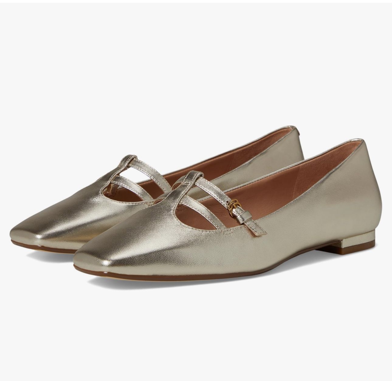 Cole Haan “Brigid Tstrap Ballet”, Size 10.5, Soft Gold Leather
