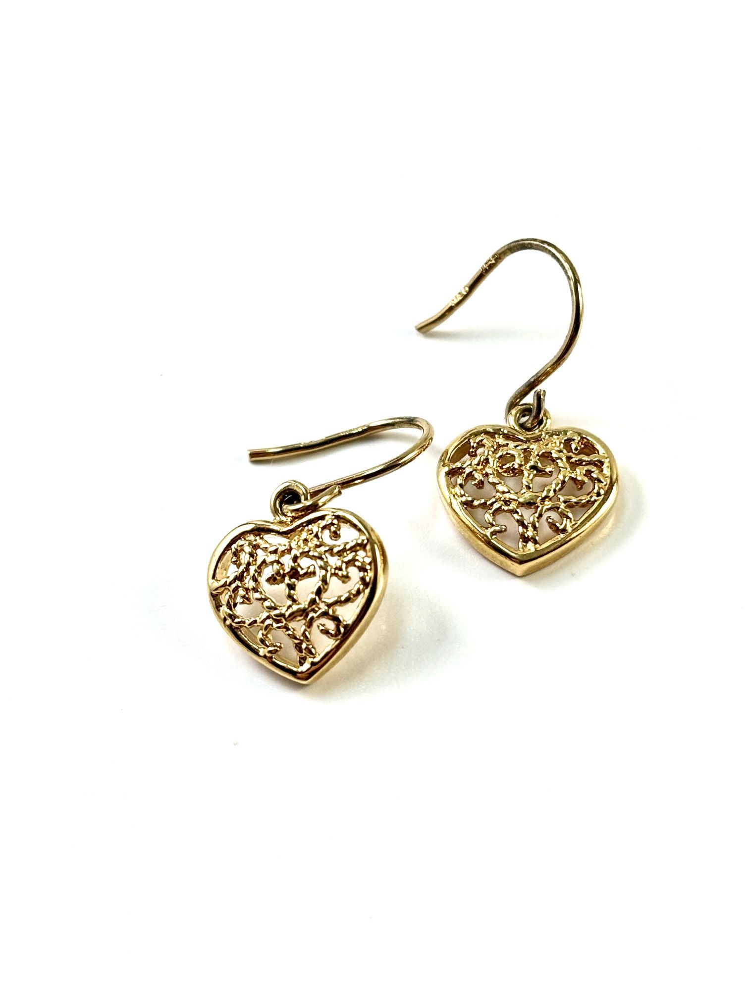 925 Silver Gold Vermeil Heart Filigree Earrings