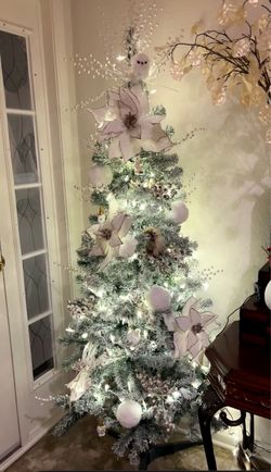 Holiday Time 6ft Flocked Pine Artificial Christmas Tree-Set of 2