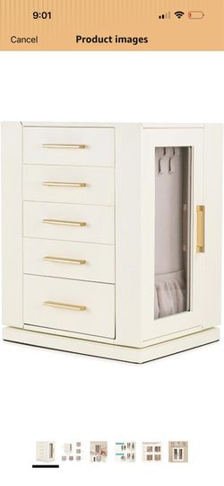 Jewelry Box 360° Rotating and PU Travel Jewelry Box Bundle, Jewelry Storage Case