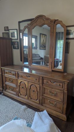 Thomasville Wooden Dresser and Mirror