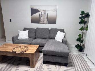 Gray reversible chaise sectional sofa couch sala