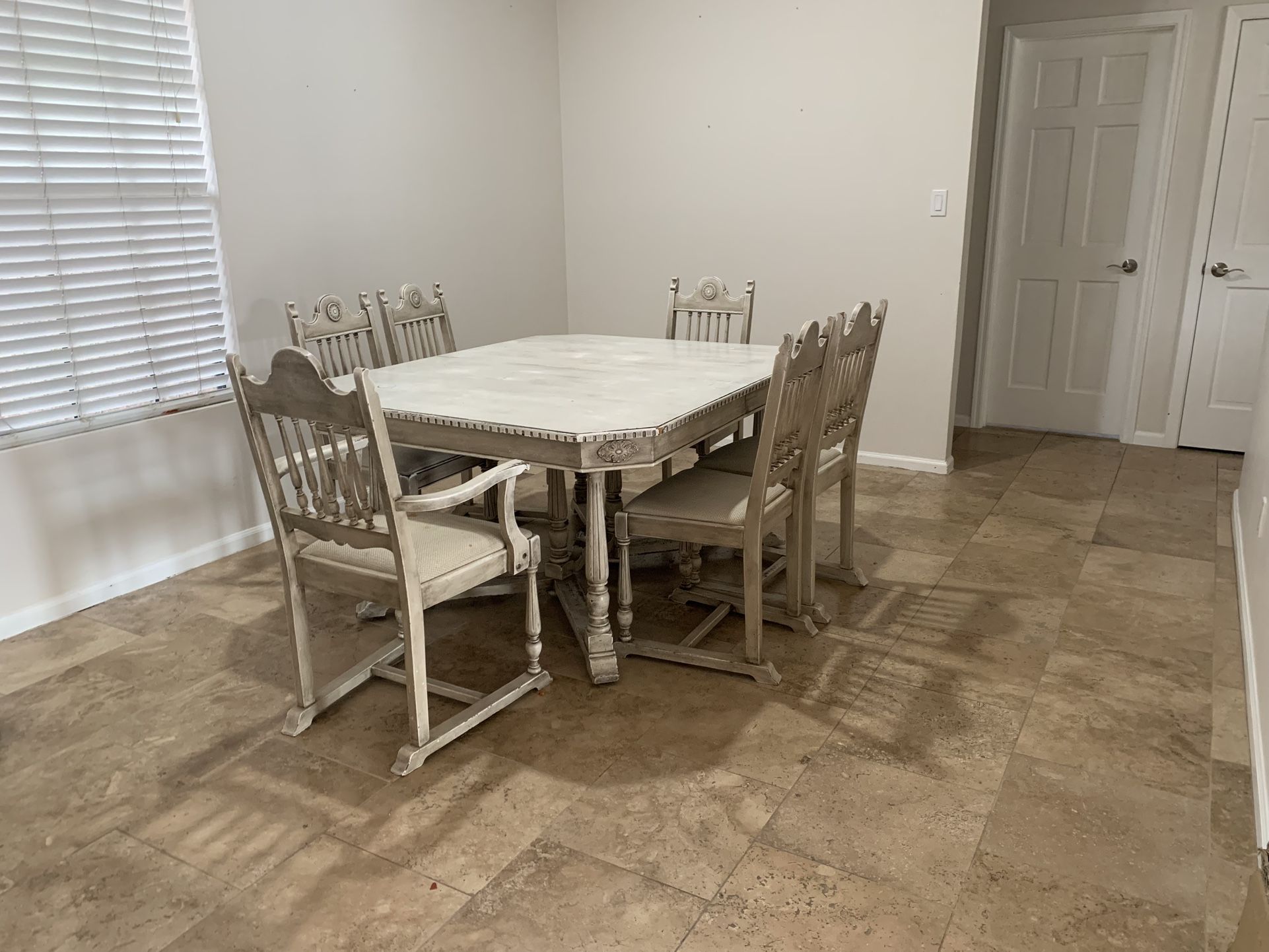 100 + Year Old Table & 6 Chairs. Adjustable Size