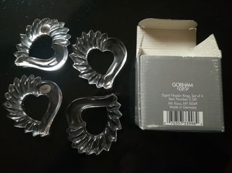 Set of 4 GORHAM 3" Full Lead Crystal Napkin Rings , Germany.