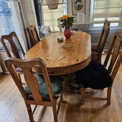 Solid Pine Dining Table And 6 Chairs