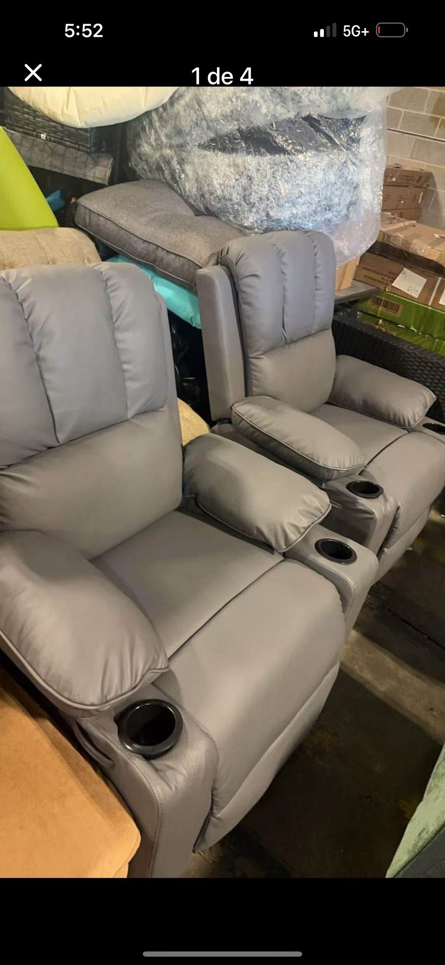 Clearance promotion set of 2 reclining chair Leather