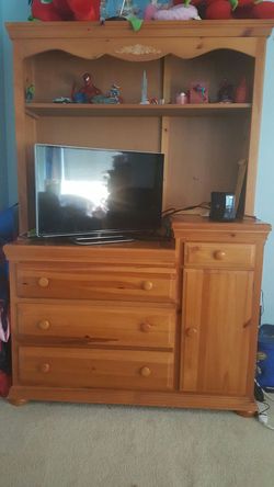 Solid Wood Baby or Toddler changing table/dresser with Hutch and 5 drawer dresser