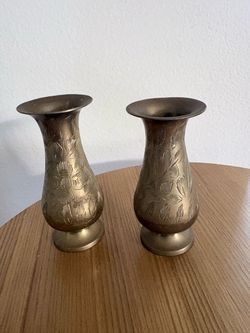 Pair of Small Brass Bud Vases