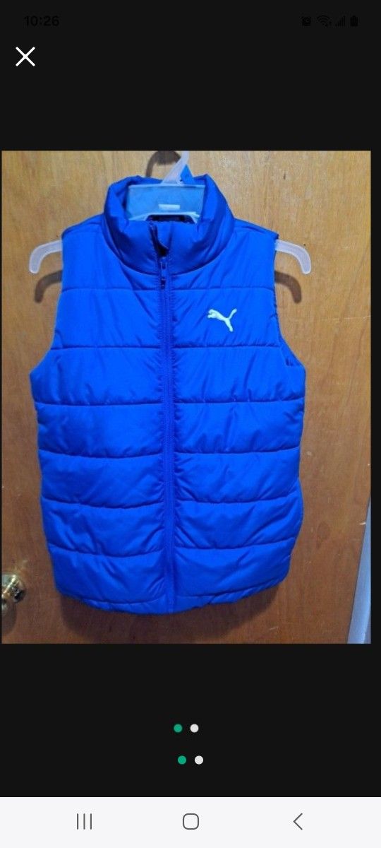 Puma Blue Puffer Vest Full Zip Boys/Youth Size 10-12